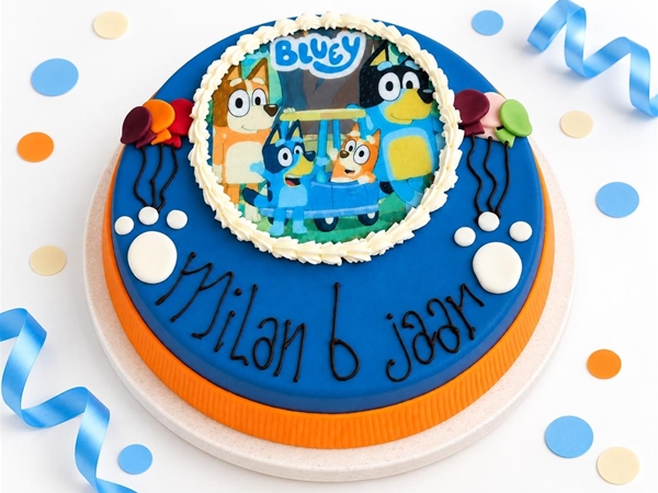 Thema taart Bluey
